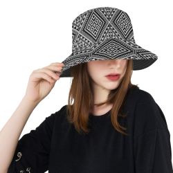 Geometric Folklore Diamonds Ethno Pattern black All Over Print Bucket Hat