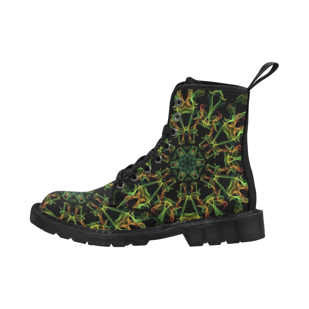 Autumn Flower Martin Boots for Women (Black) (Model 1203H)