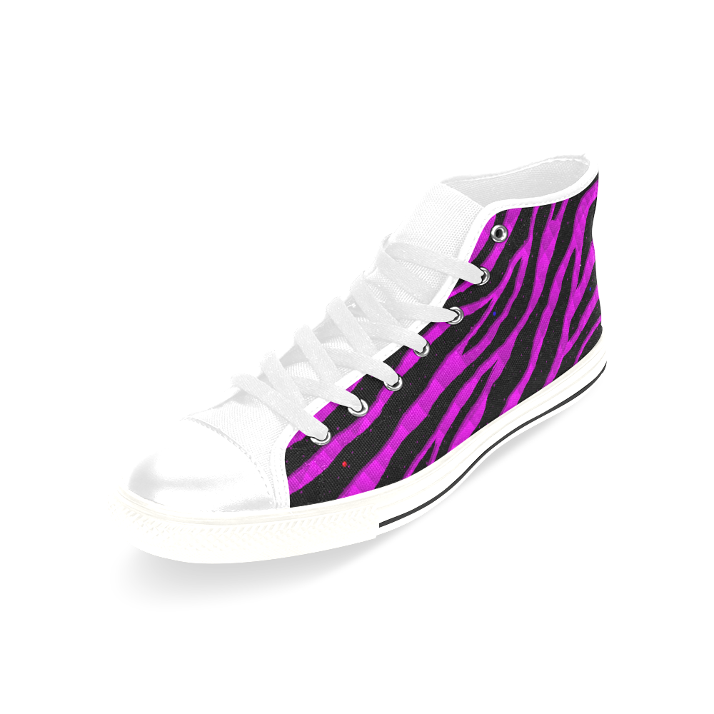 Ripped SpaceTime Stripes - Pink Men’s Classic High Top Canvas Shoes /Large Size (Model 017)