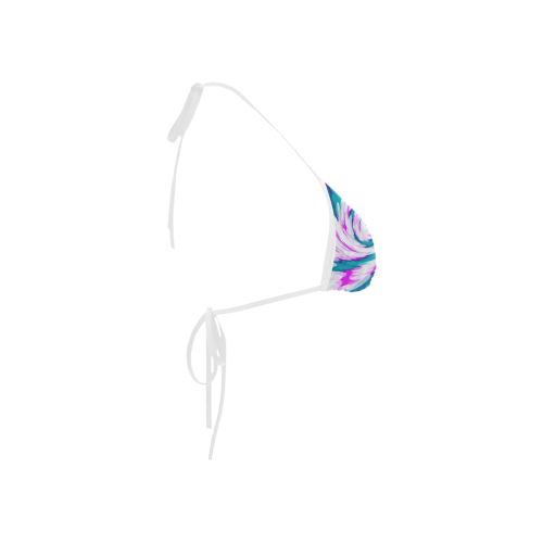 Turquoise Pink Tie Dye Swirl Abstract Custom Bikini Swimsuit Top