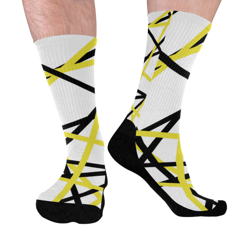 Black and yellow stripes Mid-Calf Socks (Black Sole)