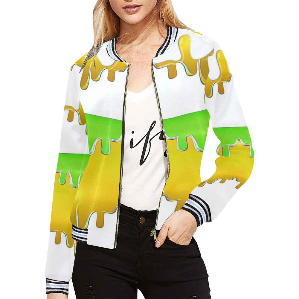dripping paint in colors All Over Print Bomber Jacket for Women (Model H21)