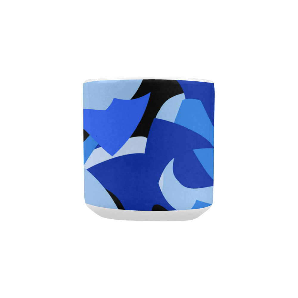 Camouflage Abstract Blue and Black Heart-shaped Morphing Mug