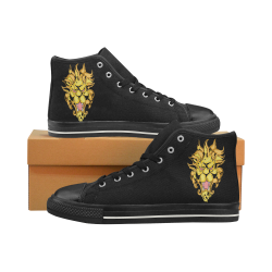 Gold Metallic Lion Black Men’s Classic High Top Canvas Shoes (Model 017)