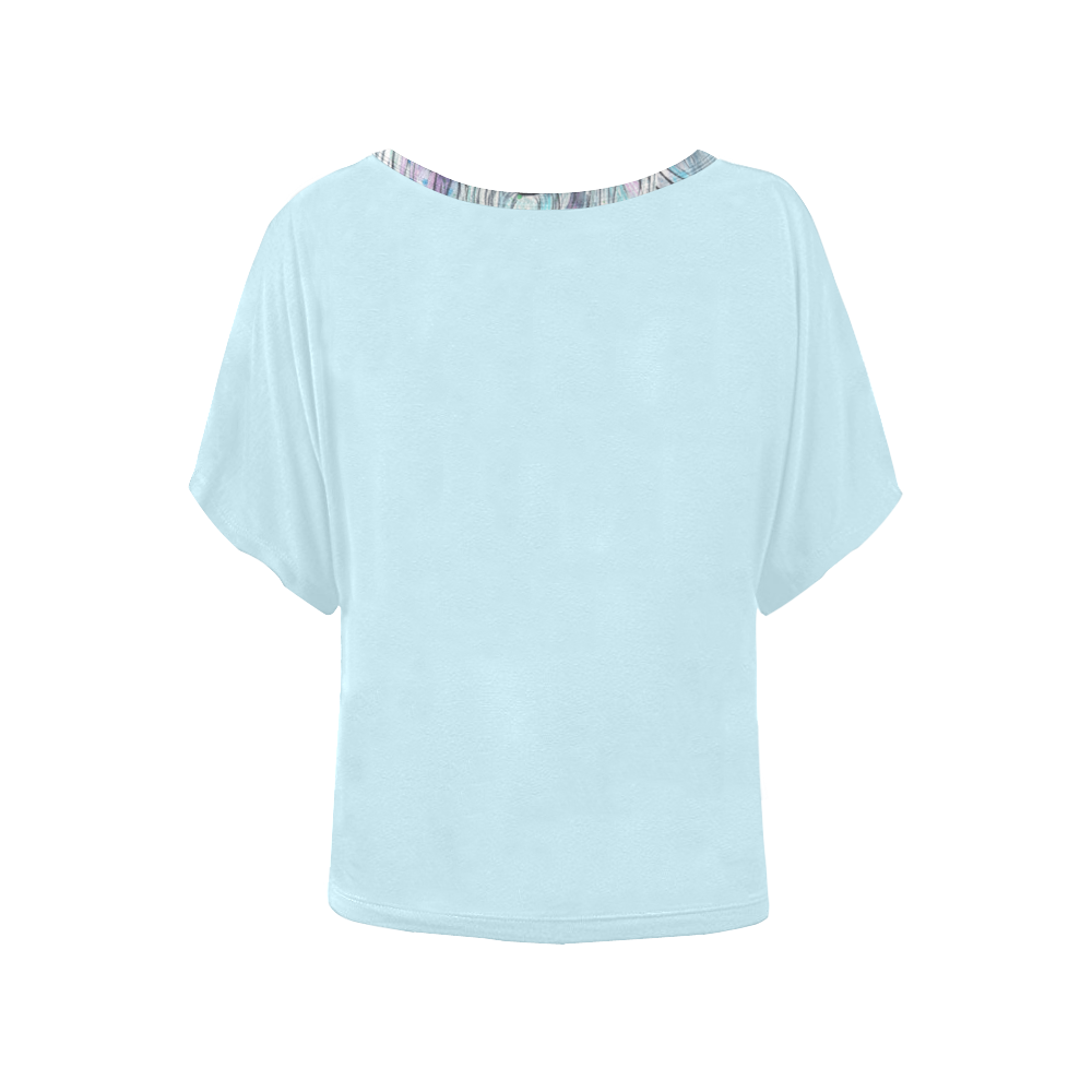 Breezy blue Women's Batwing-Sleeved Blouse T shirt (Model T44)