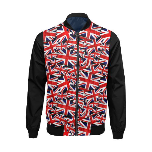 Union Jack British UK Flag (Vest Style) Black All Over Print Bomber Jacket for Men (Model H19)