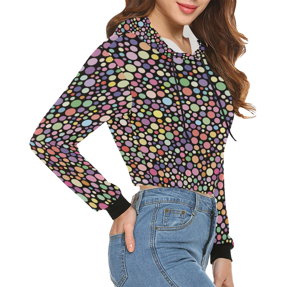 Colorful dot pattern All Over Print Crop Hoodie for Women (Model H22)