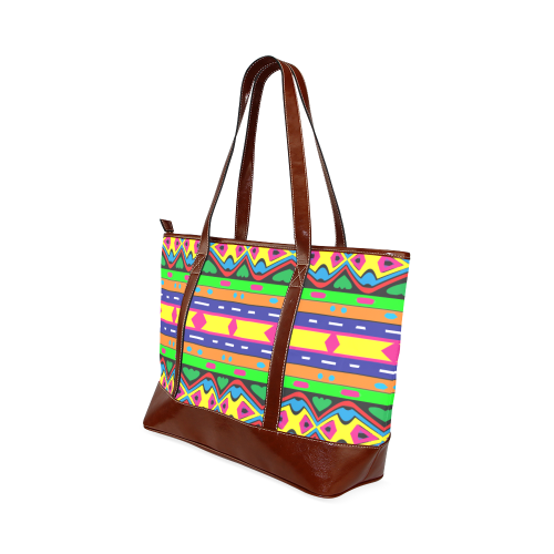 Distorted colorful shapes and stripes Tote Handbag (Model 1642)