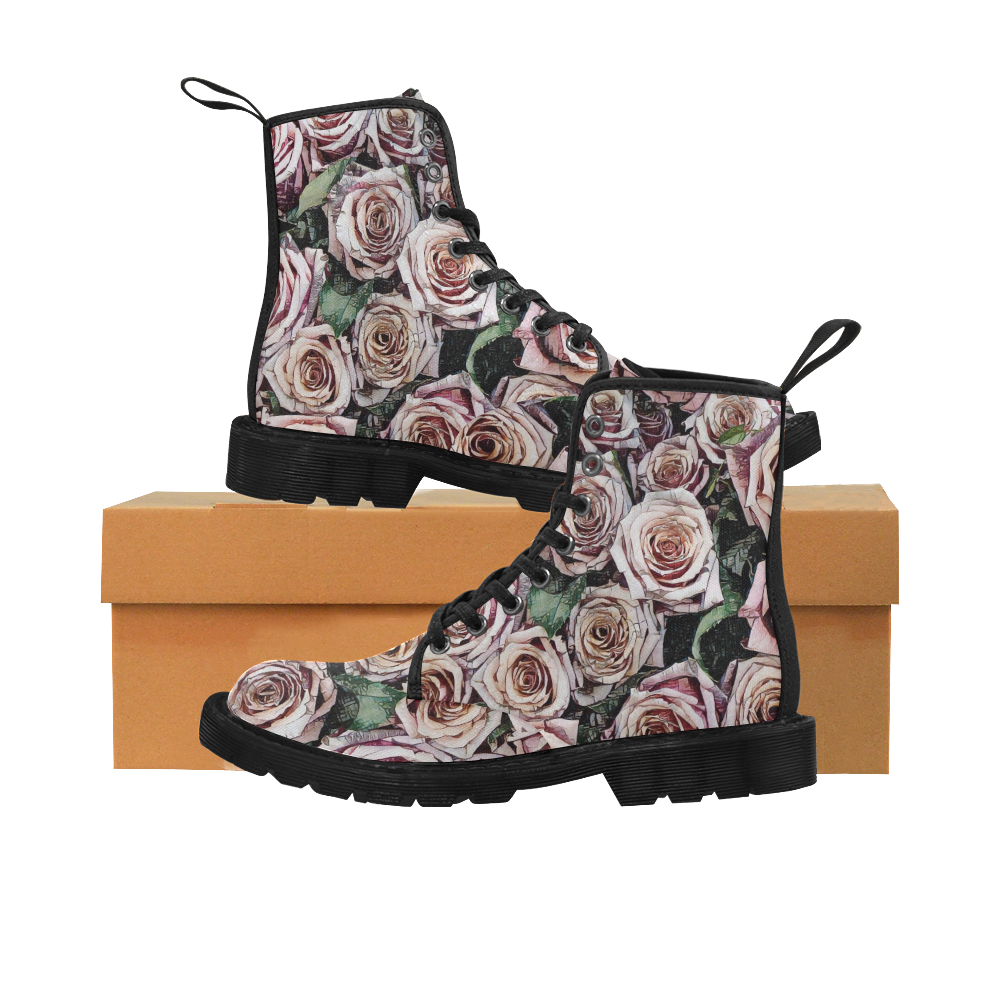 Impression Floral 9196 by JamColors Martin Boots for Women (Black) (Model 1203H)