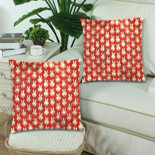 Hands Pattern by K.Merske Custom Zippered Pillow Cases 18"x 18" (Twin Sides) (Set of 2)