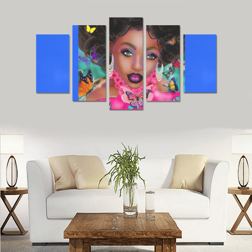 FLYYAYY 5PC CAN BLUE Canvas Print Sets A (No Frame)