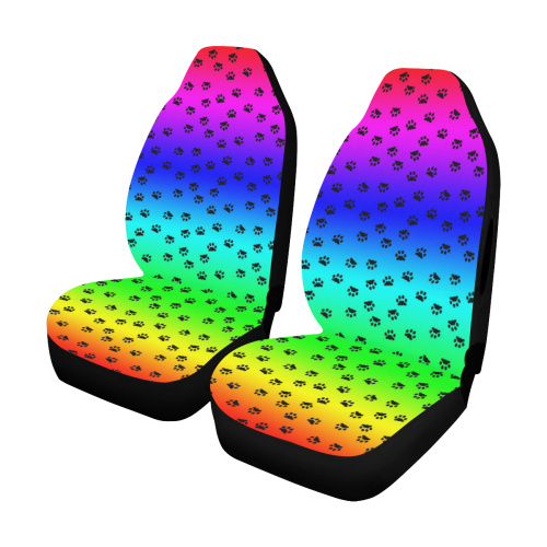 rainbow with black paws Car Seat Cover Airbag Compatible (Set of 2)