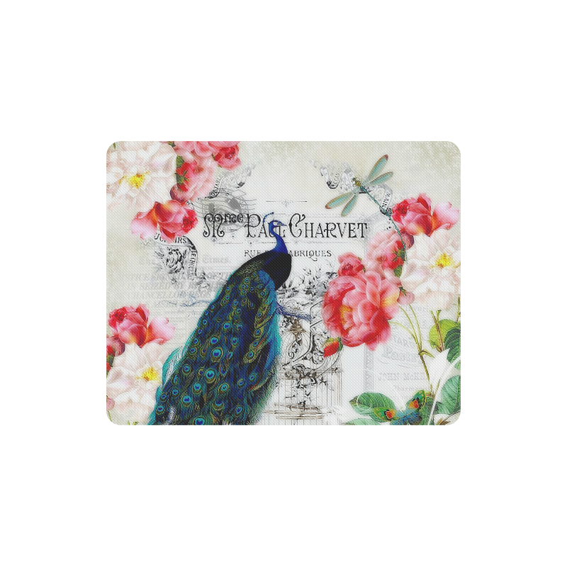 peacock and roses Rectangle Mousepad