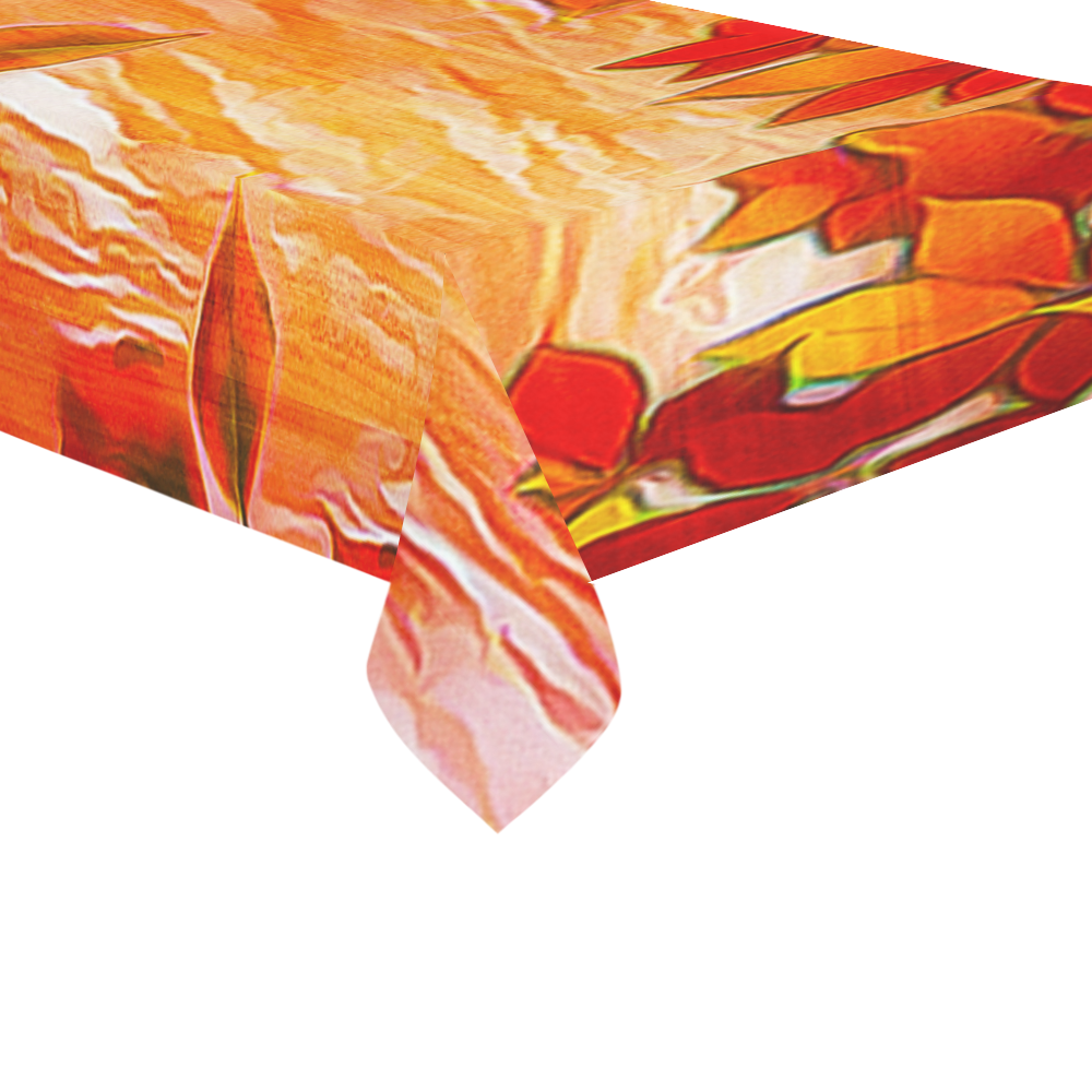 Red Leaves Cotton Linen Tablecloth 60"x 104"