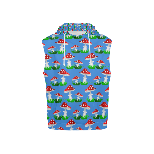Toadstool red pattern All Over Print Sleeveless Hoodie for Kid (Model H15)
