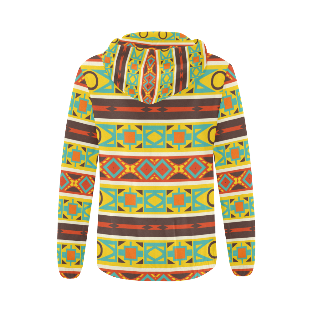 Ovals rhombus and squares All Over Print Full Zip Hoodie for Women (Model H14)