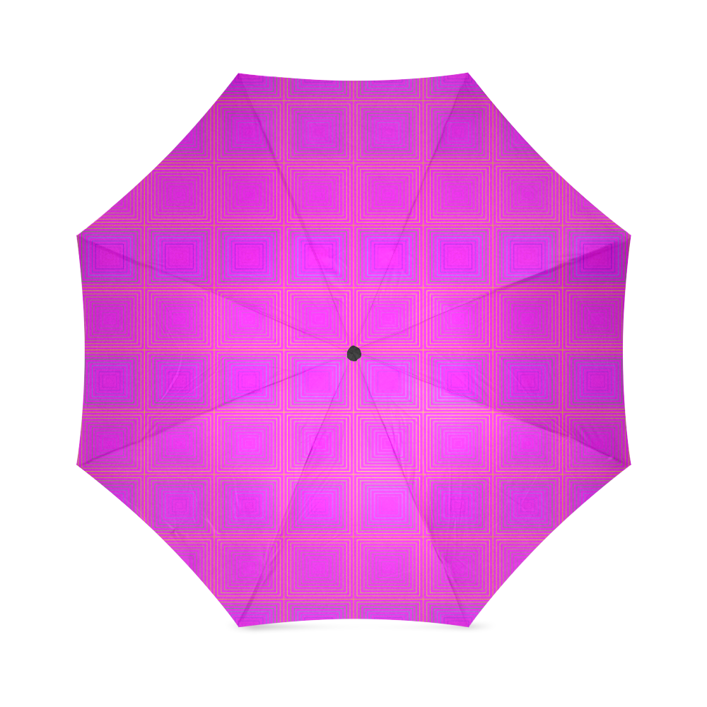 Pink golden multicolored multiple squares Foldable Umbrella (Model U01)