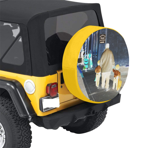 Ghosts roaming the street (yellow) 32 Inch Spare Tire Cover
