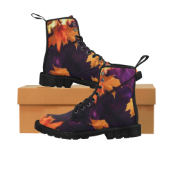 Fall Leaves Martin Boots for Women (Black) (Model 1203H)