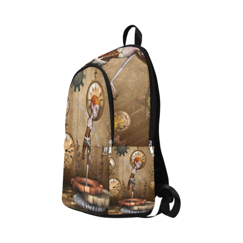 Steampunk girl, clocks and gears Fabric Backpack for Adult (Model 1659)