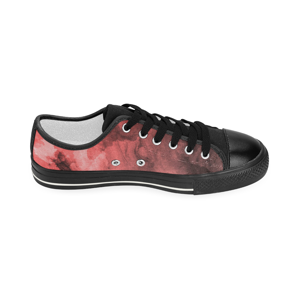 Red and Black Watercolour Women's Classic Canvas Shoes (Model 018)