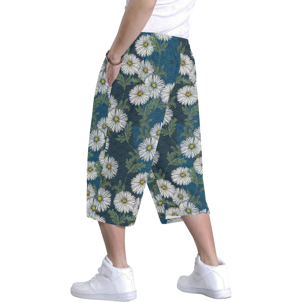 The Lowest of Low Daisies Peacock Men's All Over Print Baggy Shorts (Model L37)