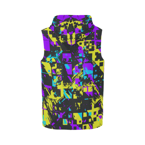 Purple yelllow squares All Over Print Sleeveless Zip Up Hoodie for Men (Model H16)