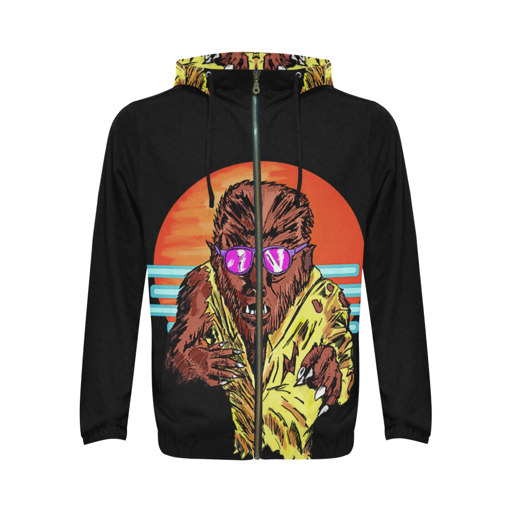 Wolfmanz Moon All Over Print Full Zip Hoodie for Men (Model H14)