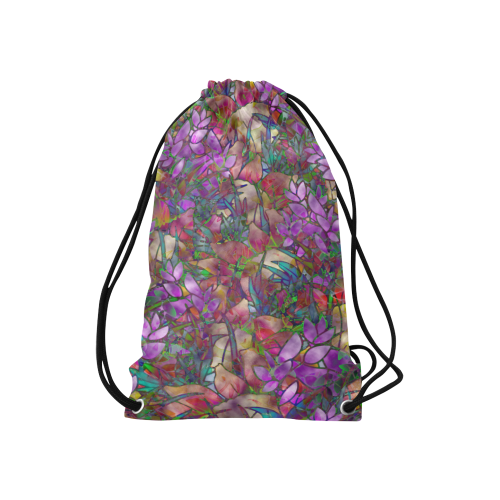 Floral Abstract Stained Glass G175 Small Drawstring Bag Model 1604 (Twin Sides) 11"(W) * 17.7"(H)