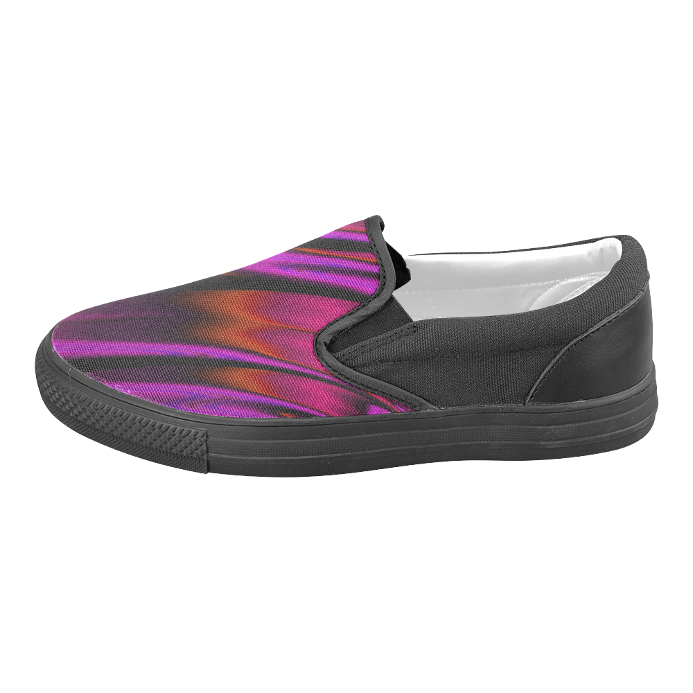 Sunset Waterfall Reflections Abstract Fractal Slip-on Canvas Shoes for Men/Large Size (Model 019)