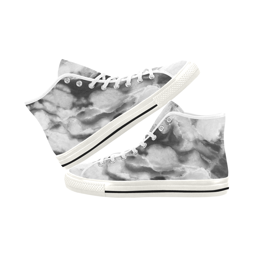Marble Black and White Pattern Vancouver H Women's Canvas Shoes (1013-1)