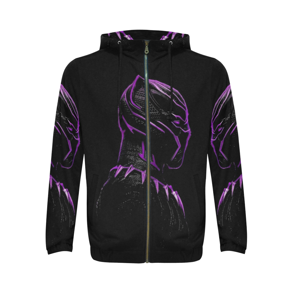 3D HOODIE BLACKPANTHER All Over Print Full Zip Hoodie for Men/Large Size (Model H14)