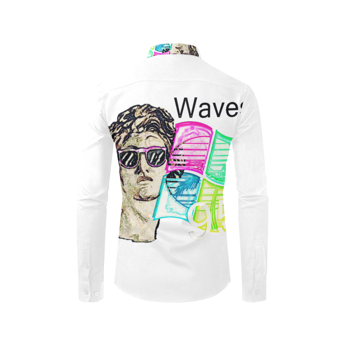 Waves 96 Men's All Over Print Casual Dress Shirt (Model T61)