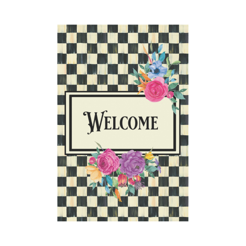 Classic Plaid and Flowers Garden Flag Garden Flag 12‘’x18‘’（Without Flagpole）