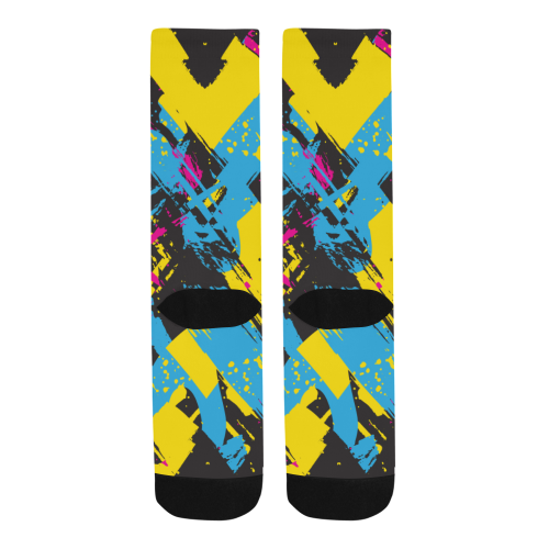 Colorful paint stokes on a black background Trouser Socks