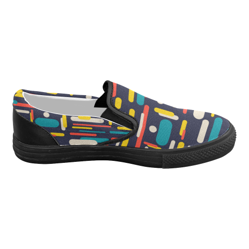Colorful Rectangles Women's Slip-on Canvas Shoes (Model 019)