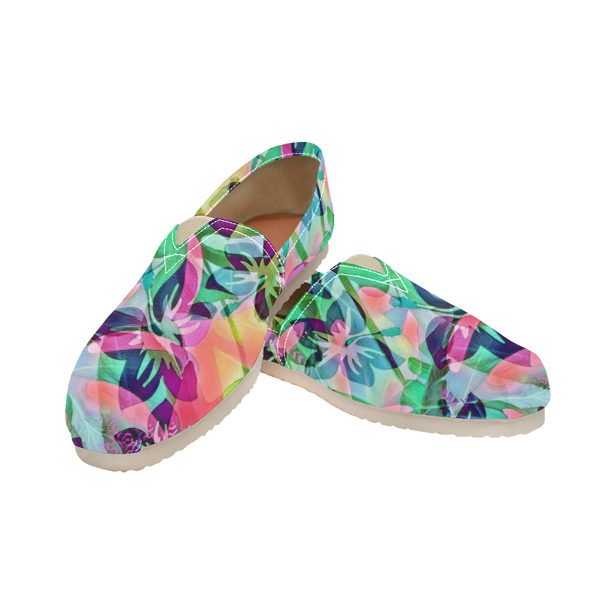 trendy floral mix 818B by JamColors Women's Classic Canvas Slip-On (Model 1206)