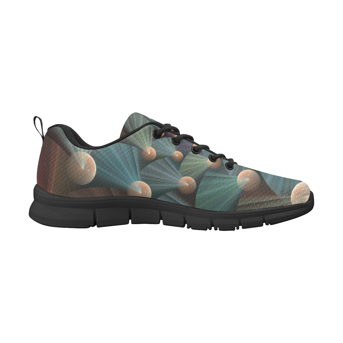 Modern Abstract Fractal Art With Depth Brown Slate Turquoise Men's Breathable Running Shoes (Model 055)