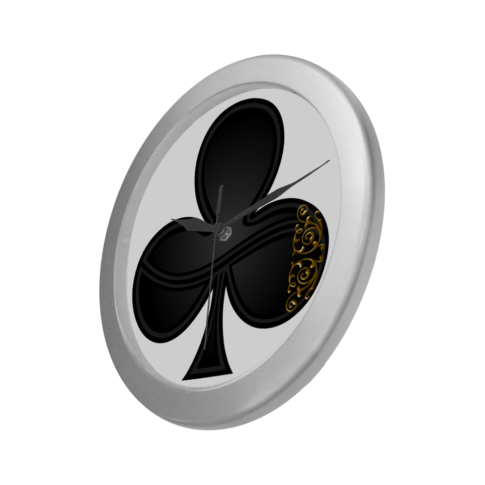 Club Las Vegas Symbol Playing Card Shape Silver Color Wall Clock