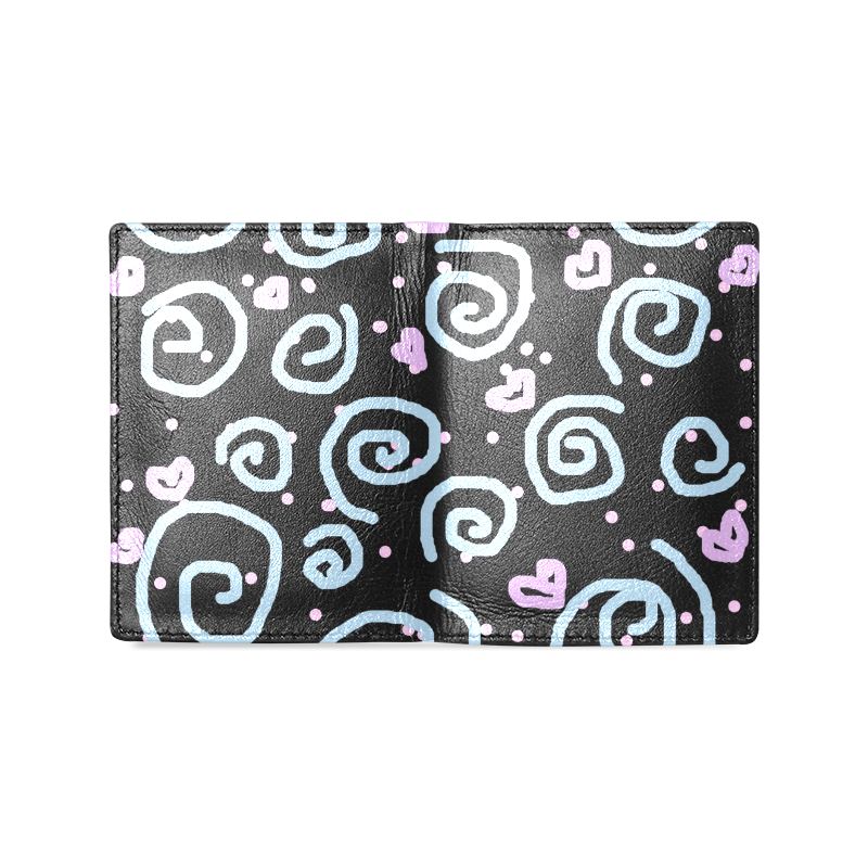 swirls and hearts Men's Leather Wallet (Model 1612)