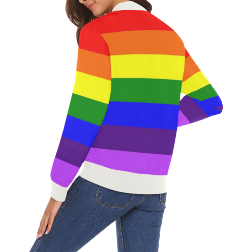 Rainbow Flag (Gay Pride - LGBTQIA+) All Over Print Bomber Jacket for Women (Model H19)
