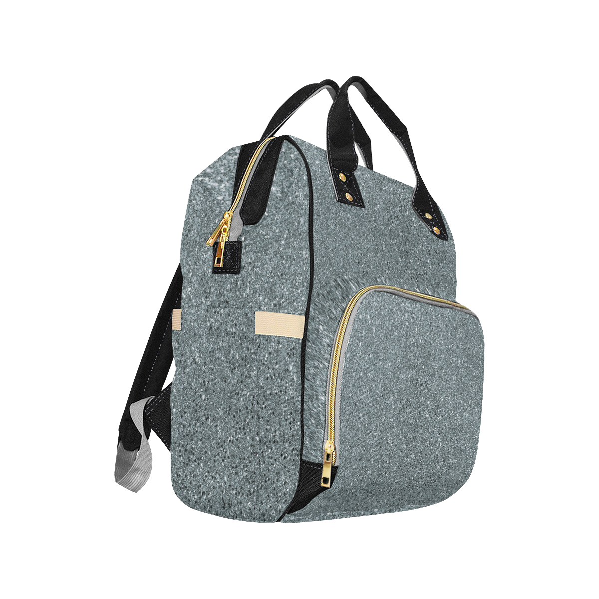 Silver Glitter Multi-Function Diaper Backpack/Diaper Bag (Model 1688)