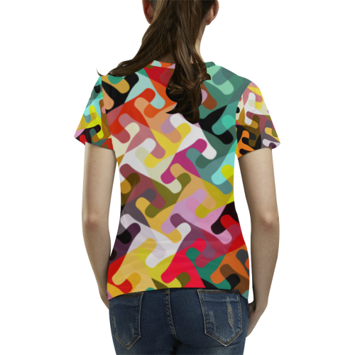 Colorful shapes All Over Print T-Shirt for Women (USA Size) (Model T40)