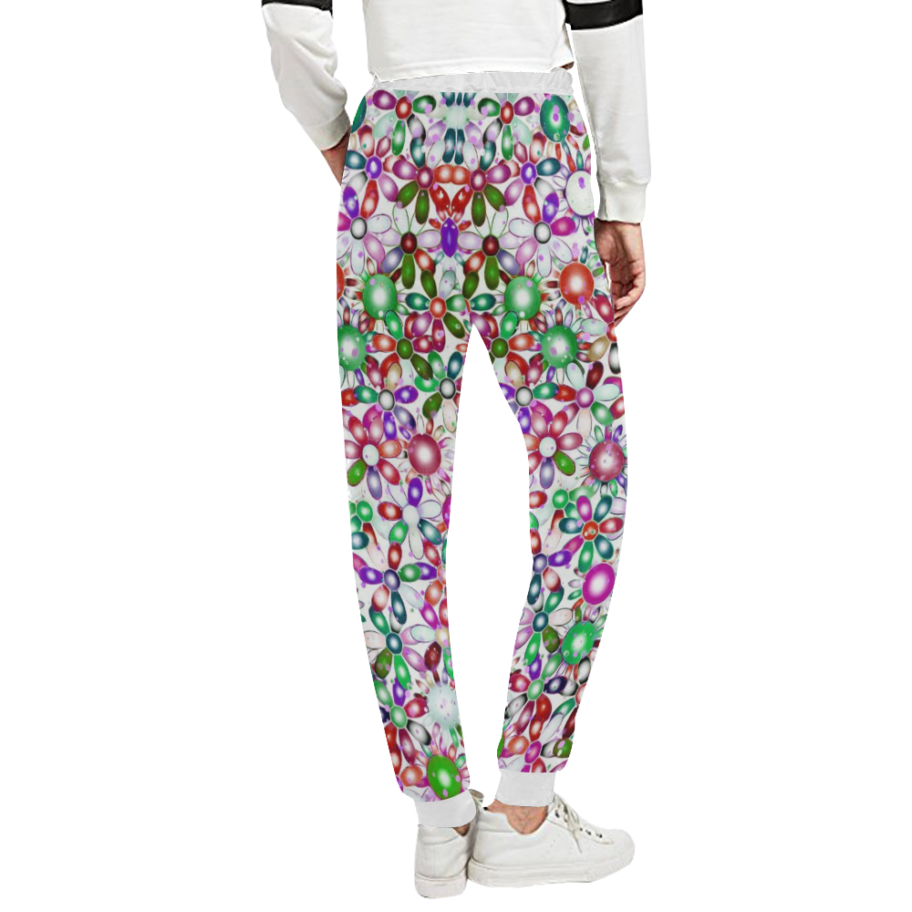 Vivid floral pattern 4181A by FeelGood Unisex All Over Print Sweatpants (Model L11)