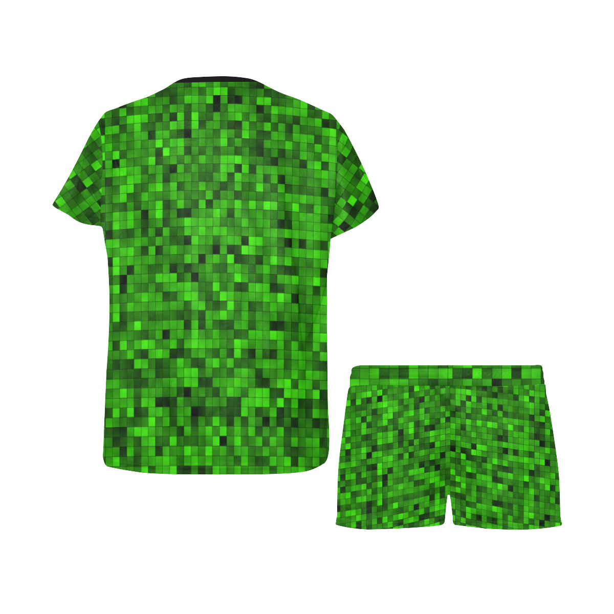 Green Mosaic Women's Short Pajama Set