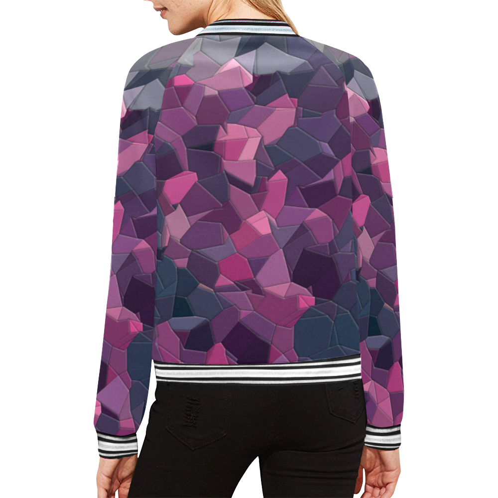 purple pink magenta mosaic #purple All Over Print Bomber Jacket for Women (Model H21)