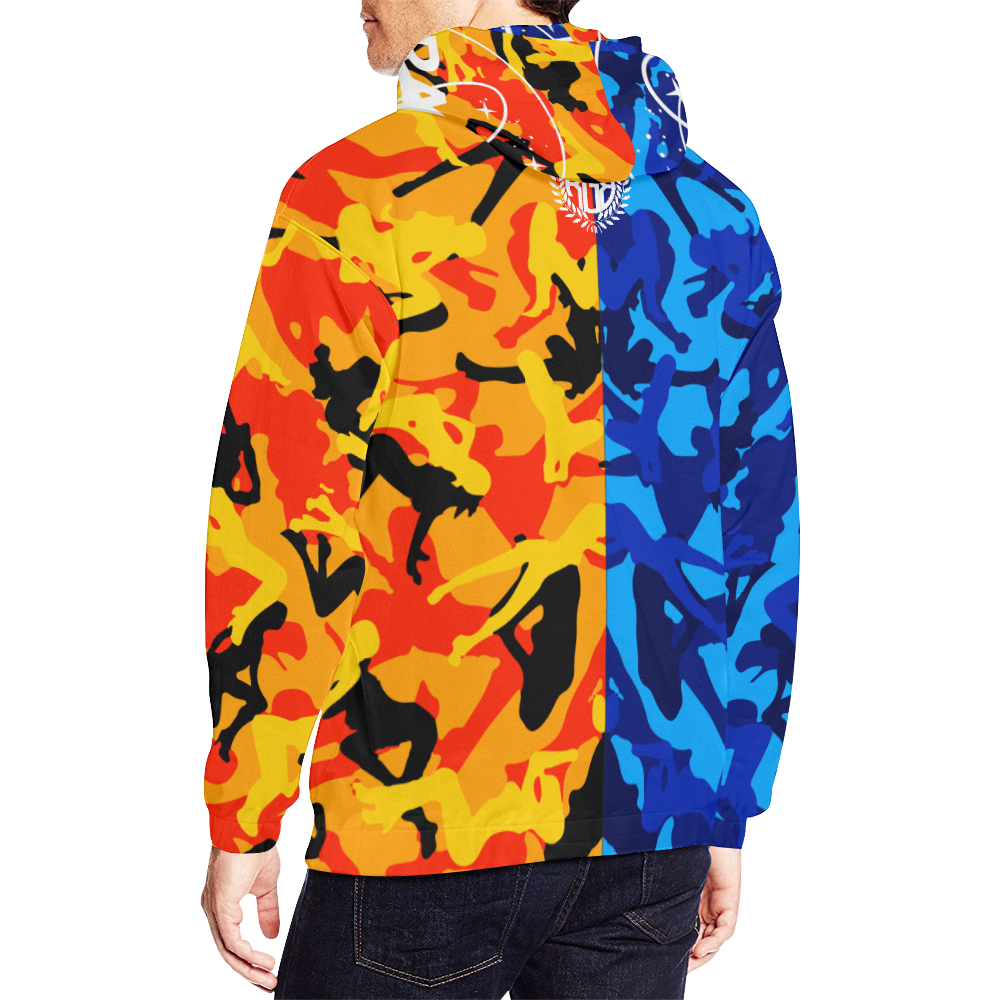 space virginz camo orange/blue split hoodie All Over Print Hoodie for Men/Large Size (USA Size) (Model H13)