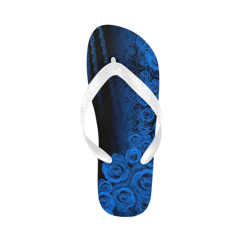rose 3 blue Flip Flops for Men/Women (Model 040)