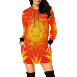 Fiery Crosshatch All Over Print Hoodie Mini Dress (Model H27)
