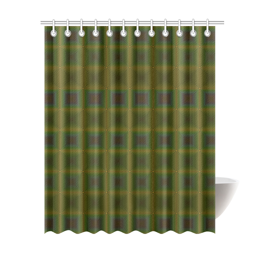 Green violet multicolored multiple squares Shower Curtain 69"x84"